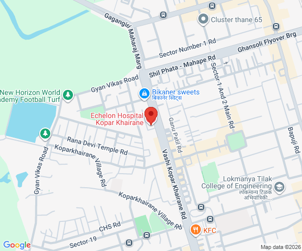Map of Echelon Hospital Kopar Khairane
