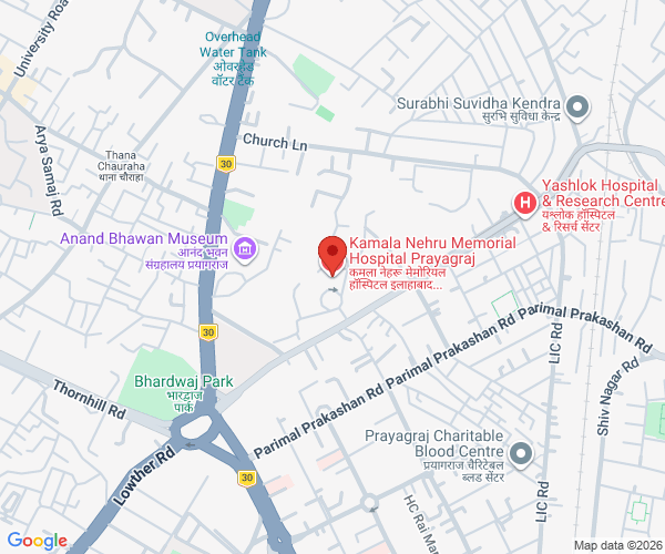 Map of Kamala Nehru Memorial Hospital Prayagraj
